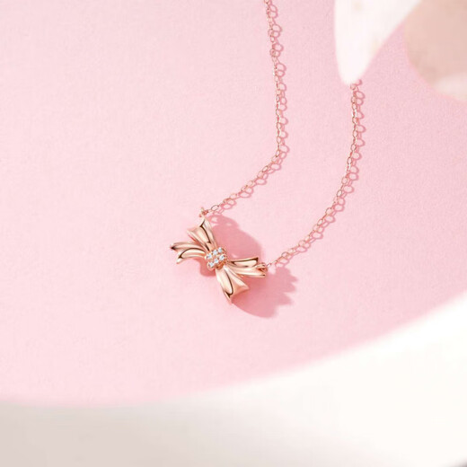 Chao Acer bow 18K gold diamond necklace women's color gold rose gold clavicle chain birthday gift for women chain length about 45cm