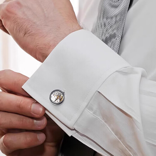 NOSSKISS international luxury brand rotatable mechanical gear cufflinks men's high-end movement cuff nails customized light luxury gift silver round movement cufflinks