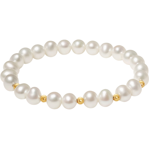 Saturday blessing yellow 18K gold pearl bracelet girl birthday gift, pearlescent color, about 16cm