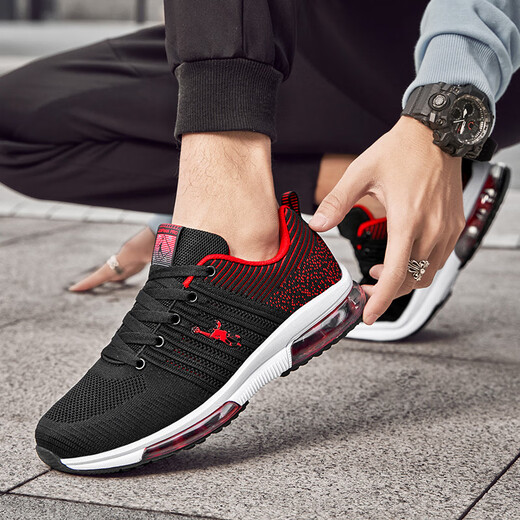 Jordan Gran Summer Mesh Sports Men's's's Chaussures Déodorant Chaussures de course grandes taille Breatte Mesh Shoes Air Cushion Chaussures KK9880 Black and Red 47