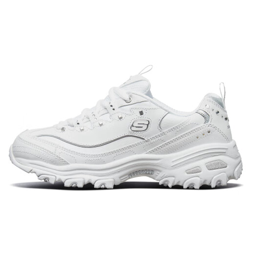 Skechers women's shoes summer 2025 new white panda shoes sneakers mesh breathable casual shoes thick sole heightened dad shoes 11979-WSL white 35