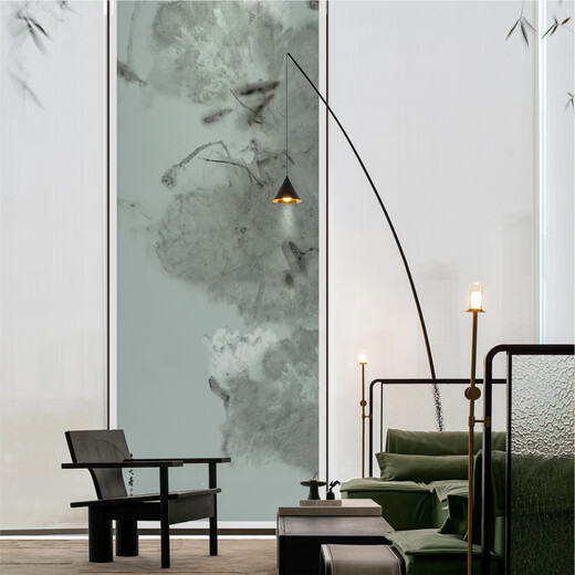 Neues chinesisches Stil dekoratives Malerei Sofa Hintergrund Wandeingang Esszimmer Teelaumstudium Hängende Maler Lotus Zen Hängende Malerei Y-693-1 YUHE 70*210 Elegante schwarze Aluminiumlegierung Bilderrahmen High-End