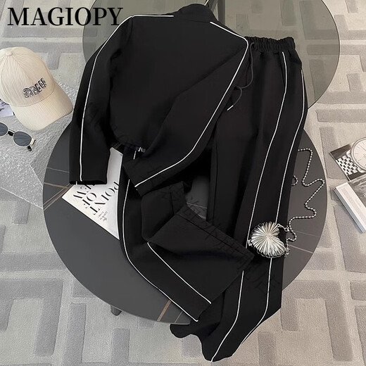 Magiopy International Luxury Brand haut de gamme de gamme Cool Style Sports haut de gamme Sports décontractés Femme 2025 Spring European Station Black Black Black Two-Piece Set S (100jin [Jin est égal à 0,5 kg]))