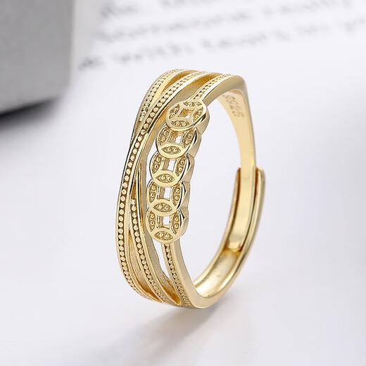 S925 sterling silver copper coin ring retro distressed ethnic style multi-layered winding ring index finger YJ267 distressed approximately 3.2 grams opening adjustable
