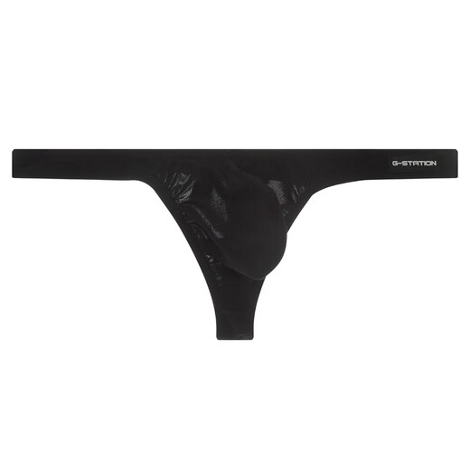 G-STATIONGS high elastic soft comfortable breathable men's thong 3D protruding bag sexy fashionable tight thong men's underwear black XL