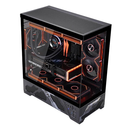 玩嘉千禧AXT 数显版 黑色 游戏电脑台式机箱 支持360水冷 ATX主板 数字显示屏 270°海景房