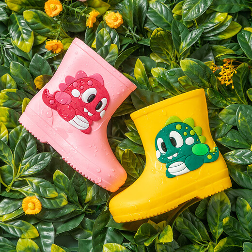 
Xinnan children's cute rain boots anti-slip resistance children's rain boots children's rubber shoes baby water shoes 2-7 years old cute cartoon overshoes yellow dinosaur children's rain boots size 16 (recommended foot length 15cm)