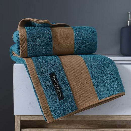 Pure cotton towel yarn-dyed men's bath towel shower face towel 100% cotton adult home bath soft skin-friendly water absorbent 0586 bath towel-blue 70*140cm 1 pack