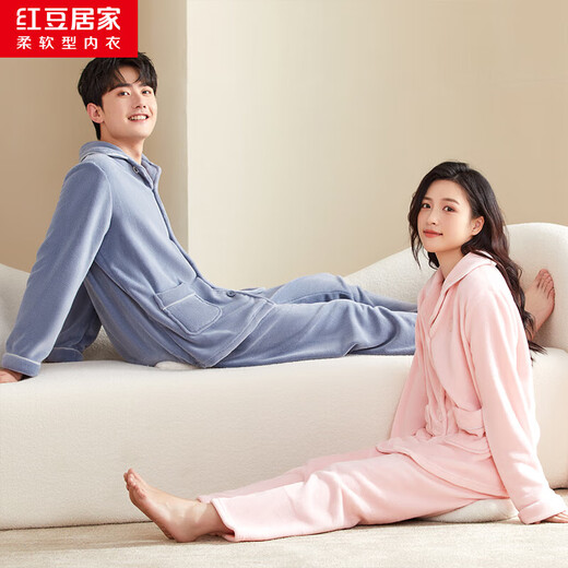 Hongdou Home New Autumn Autumn and Winter Plus Velvet Thickened Warm Coral Velvet Men's Home Clothes Men's Pajamas