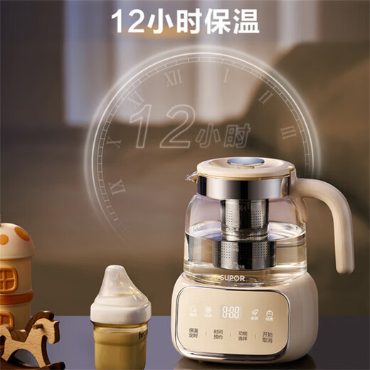 SUPOR health pot all-glass kettle office mini tea maker stew all-in-one teapot household flower teapot small thermostatic pot 0 glue health electric kettle touch + 304 stainless steel filter 1L 10Y02Q