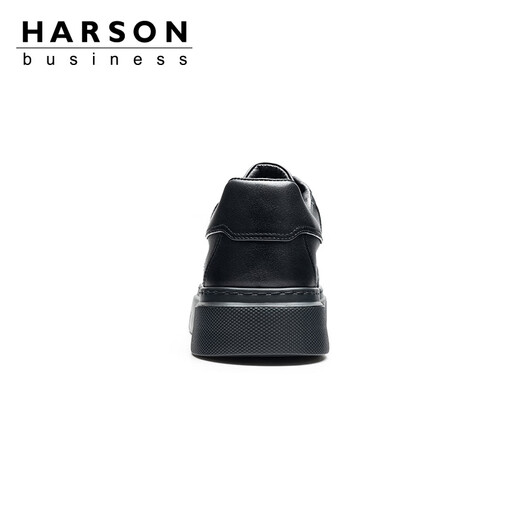 Harson thick-soled casual leather shoes for men 2025 autumn heightening commuting men's business sneakers black 38