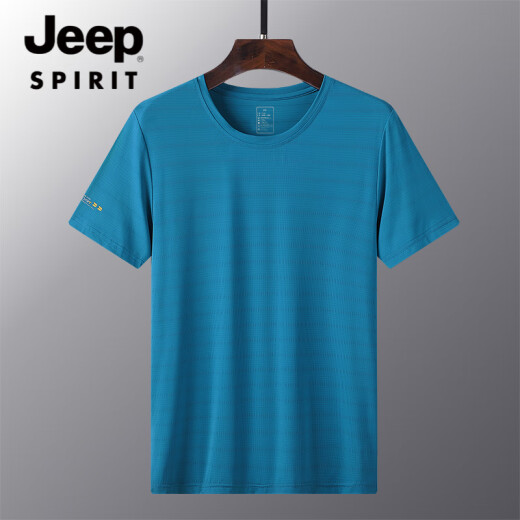 JEEP SPIRIT夏季薄款冰丝速干t恤男宽松大码运动休闲圆领透气冰丝上衣T恤 JEEP6628男白色LAY LOW 3XL 男155-170斤