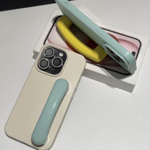 之宋搞怪创意立体门把手适用iphone16promax手机壳马卡龙纯色苹果15pr 荔枝纹淡青单壳+a1283黄色亮面 iPhone16