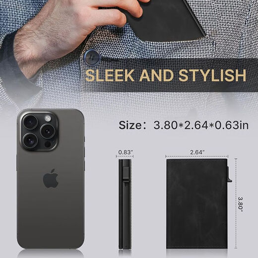 Buenos productos seleccionados, venta popular para hombres, billetera de caja de aluminio emergente de tres veces, blindaje RFID, gran capacidad, tarjeta de cera de aceite ultra fibra, fibra de carbono negro