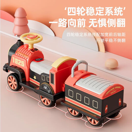El tren pequeño se puede controlar de forma remota para un automóvil eléctrico para niños para hombres y mujeres, juguetes para niños, automóvil de cuatro ruedas, batería para bebés, batería para bebés, retro verde electricidad, un solo disco único + delantero + autos de autocar, seguridad, casco de la playa, la herramienta de instalación de la bola del océano