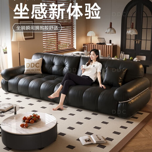 DDCDDC意式极简布艺实木床新第六代9276 2迪熙座包-分体位2.42米 z全面皮-时增飞天头层青皮牛皮