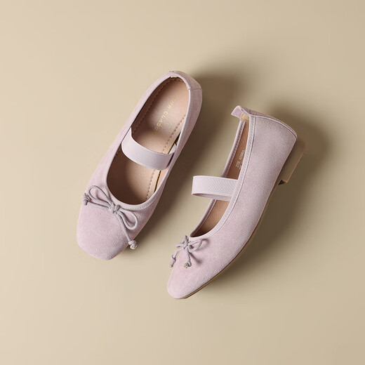 ZHR Single Shoes Женская летняя темпераментная темпераментная темперамент мягкая квартира Мэри Джейн Кожаные туфли женская неглубокая балетная туфли женская балетная обувь AH683 Purple 38