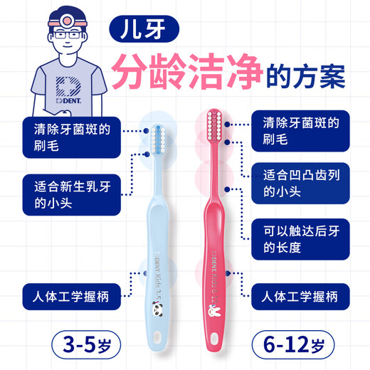 Lion DENT Dental Grade Mundpflege Kinder weiches feines Haar kleiner Kopf ultradünne Zahnbürste 3-5 Jahre alt 2 Stück zufällige Farbe