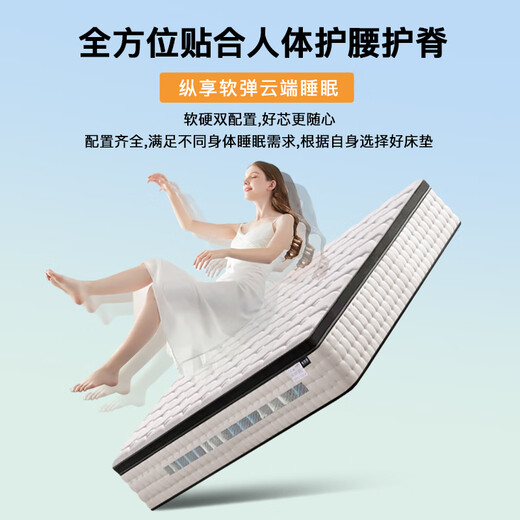 海马福宝床垫天然乳胶席梦思独立弹簧椰棕家用床垫子软硬两用可定制 偏硬护脊D款厚22cm 独立弹簧+棕 1350mm*1900mm