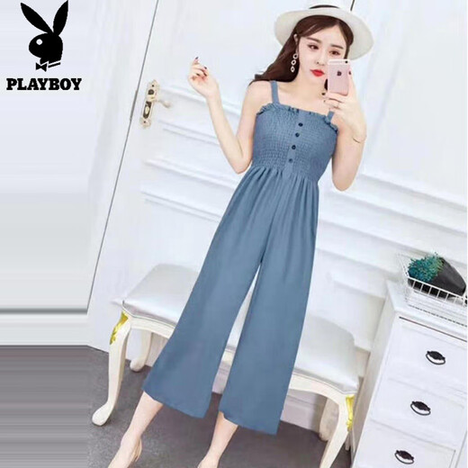 Playboy; PLAYBOY2025 new chiffon overalls for women in summer thin Korean style loose small suit fashionable age-reducing jumpsuits White T-shirt + black pants (two-piece set) S S recommended 75-85Jin [Jin equals 0.5 kg] to wear
