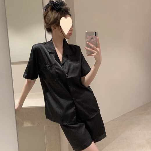 Zipjbxins Frühlings- und Herbst-Eis Silk Kurzarm-Shorts Pyjama Frauen Sommer Fühlen Sie sich lässige Heimbekleidungskleidung mit hoher Qualität-YFY-9901 m [Vorgeschlagen 80-100jin [Jin ist 0,5 kg]]