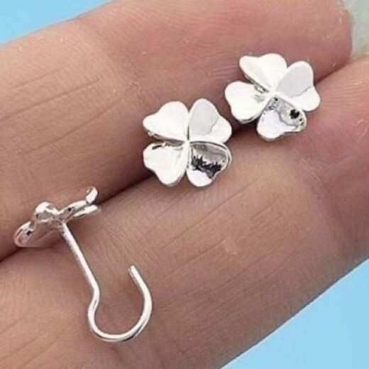FVIP Old Phoenix 999 pure silver four-leaf clover anti-allergic earrings 2025 new hook earrings for women, precious craftsmanship - silver - four-leaf clover ear 2.3 grams (light posture) new store discount