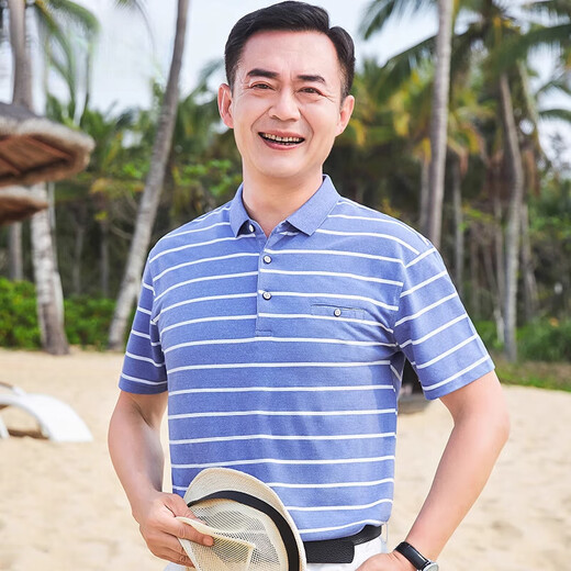 Leosoxs Vater mittleren Alters im mittleren Alter Kurzärärmelte T-Shirt 50-jähriges Polo-Hemd Top Sommer Dünne mittlere und ältere Männer Großvater CJ9904 Gray M 165