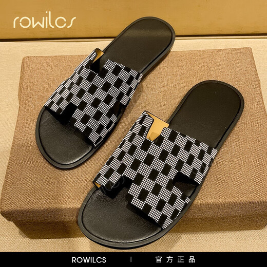 Rowilcs Brand Slippers para hombres Sandalias de verano de la moda de cuero de vaca
