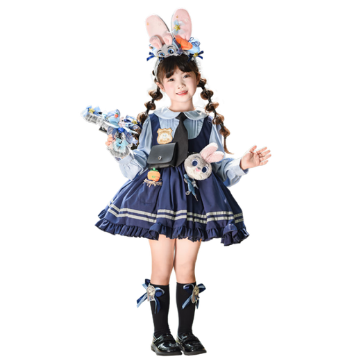 G.duck Judy Rabbit Officer Clothes Girls Dress Lolita Princess Skirt Children's Performance Clothes Girls Birthday Gift Judy Rabbit Officer Dress 100 Size 2~3 years old 90-100cm cm