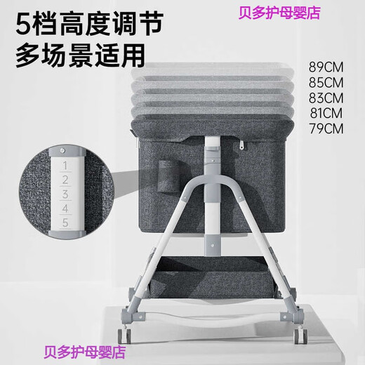 OIMG Tragbares bewegliches Babybettfalt faltbares und niedriges Einstellungsspitzen großes Bett Baby Cradle Bett Bb Bett Anti-Spill Milchbett + Matratze + Moskitonetz + Aufbewahrungskorb + Lagerung + Windel