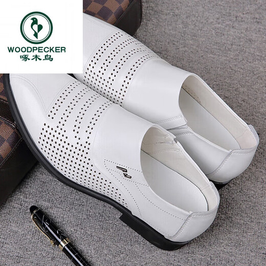Zapatos de cuero blanco de carpintero zapatos de agujero para hombres de verano