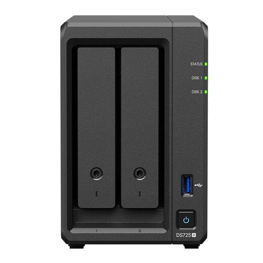 群晖（Synology）DS725+ 双核心 两盘位 NAS网络存储服务器 企业团队办公私有云 文件存储共享 数据管理 黑色 标配（不含硬盘）