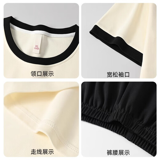 Hengyuanxiang Pyjamas Frauen reines Baumwoll 2025 Neues dünne Kurzarmshorts Pullover Home Cloding Set Frühling und Sommer 6172 L