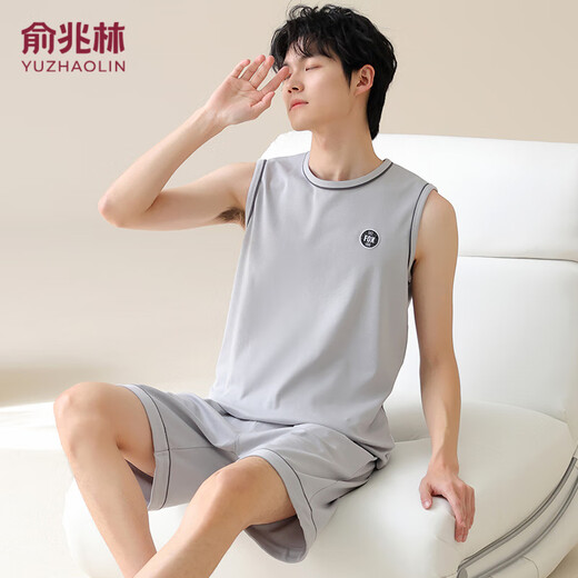 Septwolves printemps et d'été Nouveaux vêtements pour hommes pour hommes en coton pur en coton d'été shorts sans manches pyjamas peut être en plein air 02J13657 masculin L