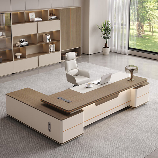 Aurora (AURORA) light luxury boss desk office desk and chair combination simple modern president desk leadership office furniture manager executive desk 2.8 meters + double cabinets