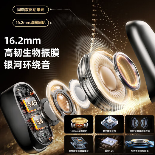 Elafo 2025 latest model丨Voice of Berlin wireless Bluetooth headset ear-hook type super long battery life does not go into the ears for calls and noise reduction running sports special long-wearing comfortable ear clips Athens black long-term wear without pain丨noise reduction and no sound leakage