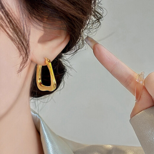 Yinyu retro gold pigmented hoop earrings, irregular minimalist metal high-end earrings, temperament earrings, gold earrings for women, gold earrings