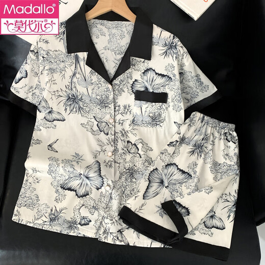 莫代尔韩系感冰丝春夏季薄款睡衣女爱心开衫可外穿家居服女套装 LW-9214# M 【建议80-100斤】