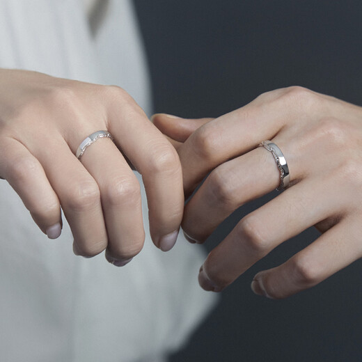RHODON Glimmer Couple Rings A pair of high-end plain rings for male and female students, tail rings, engraving gifts, closed sterling silver rings, women's + men's (one pair), please note the size when ordering