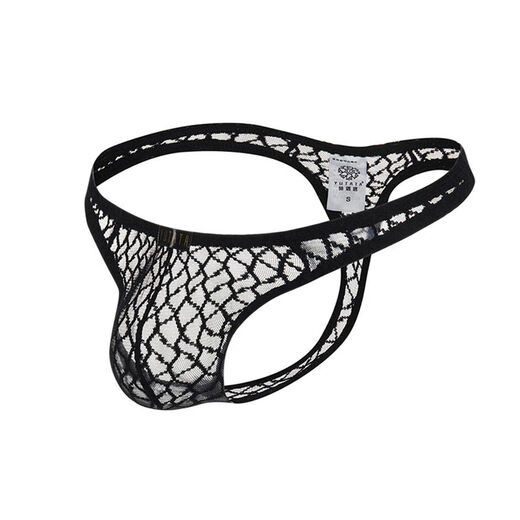 Men's thong sexy transparent lace U convex elastic youth fashion mesh breathable elastic see-through temptation trend white M105122Jin Jin equals 0.5 kg