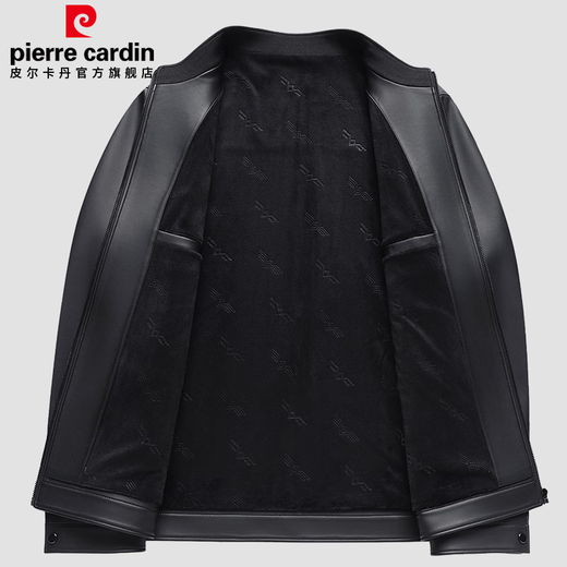 Pierre Cardin leather jacket for men in autumn and winter, business casual stand-up collar leather jacket, middle-aged men's dad's jacket, top, men's work wear