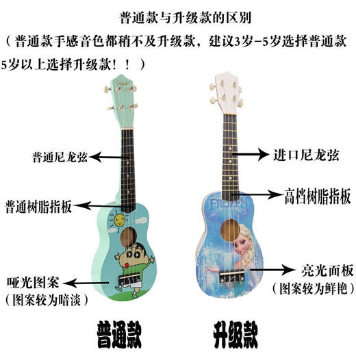 Han Qinxia Little Guitar Children's Ukulele débutant Girls 'Style Students 21 pouces Instrument de musique en bois mignon Peppa Pig 21 pouces