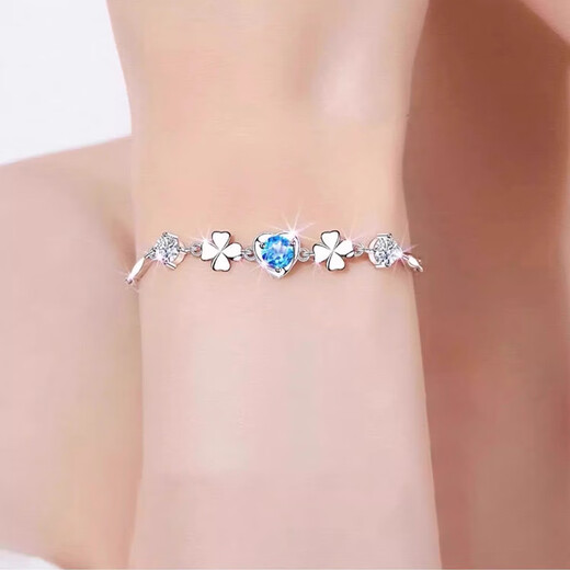 MZMZ platinum four-leaf clover bracelet for women pt950 platinum love bracelet Valentine's Day birthday gift for girlfriend and wife when/next day delivery - light luxury four-leaf clover moissanite diamond bracelet