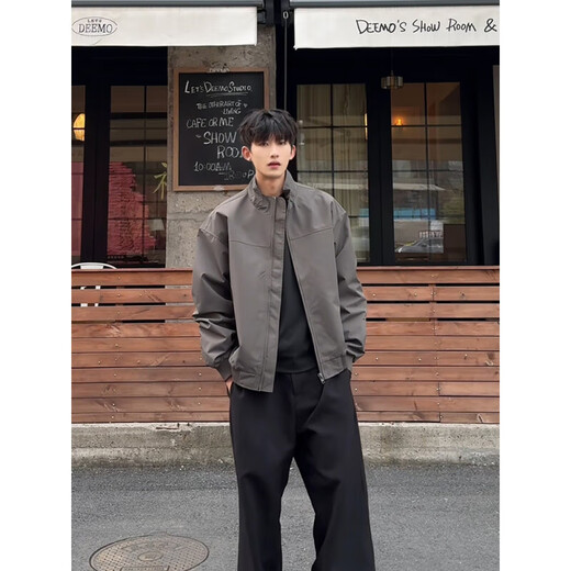 IDEA (ZHUYIFAN) Veste à trois défense de la défense américaine et automne American American Spring un ensemble complet de veste uniforme de baseball à col debout