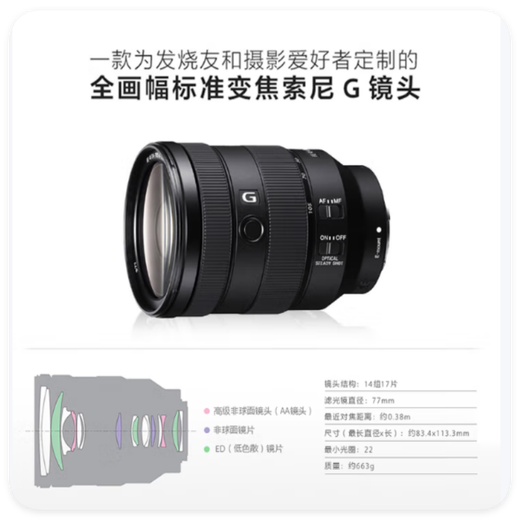 Sony FE24105 2470 24240 1635 70200 100400 70300 full frame lens FE 24-105mm F4 G master lens