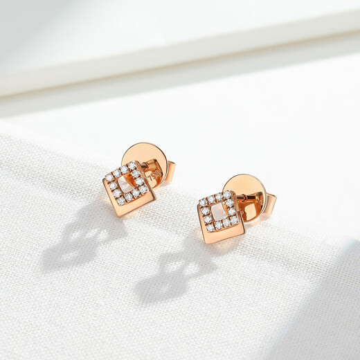 Chao Acer rhombus 18K gold diamond stud earrings for women color gold rose gold earrings for girlfriend birthday gift TK