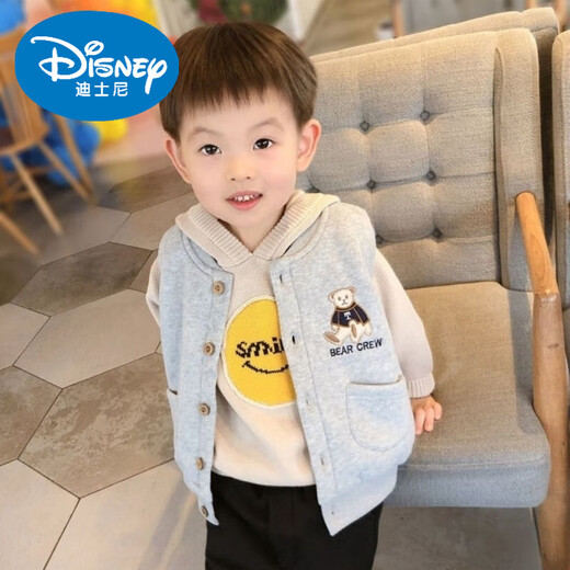 Детский жилет Disney's Spring и осень новый стиль мальчик для мальчика повседневного жилета Top Vest 2025 Летняя модная детская лошадь серая молния 110