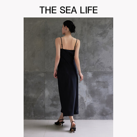 THE SEA LIFE女士连衣裙欧海一生 缎面垂坠感连衣裙女2025秋优雅吊带裙17078-1 奶油白 S