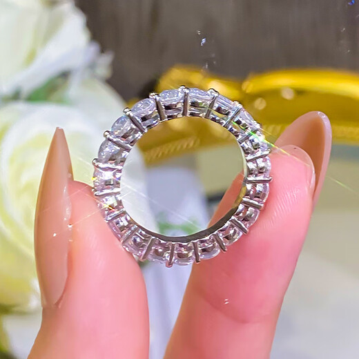 Fat Donglai Fat Donglai's same style full moissanite diamond ring 18 simple index finger stacked fashion 925 silver moissanite diamond ring platinum size 15