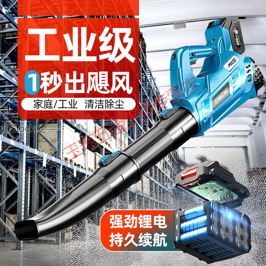 Pupan Hair Dryer High Power Industrial Lithium Blower Rechargeable Powerful Blowing Snow Blowing Leaves Blowing Falling Leaves Blowing Dust 2CRT [Storm-Blue] Charging Storm Gun 3888T